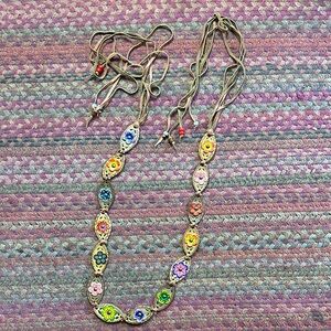 VTG LEATHER FLOWER ADJUSTABLE TIE BELT